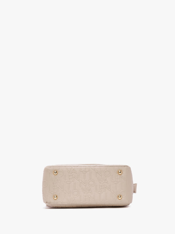 Relax Embossed Logo Beige Flapover Shoulder Bag