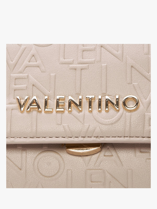 Relax Embossed Logo Beige Flapover Shoulder Bag