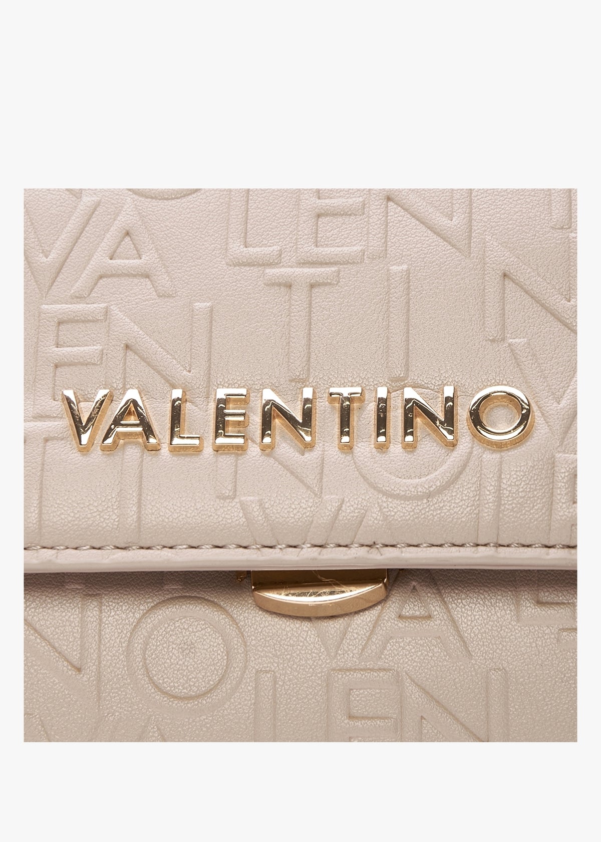 Relax Embossed Logo Beige Flapover Shoulder Bag