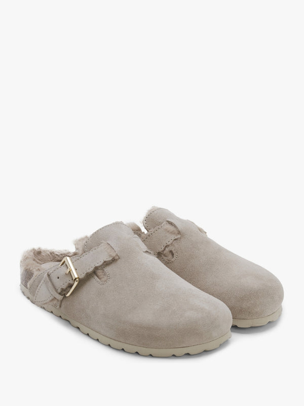 Iclog Shearl Taupe Suede Clogs