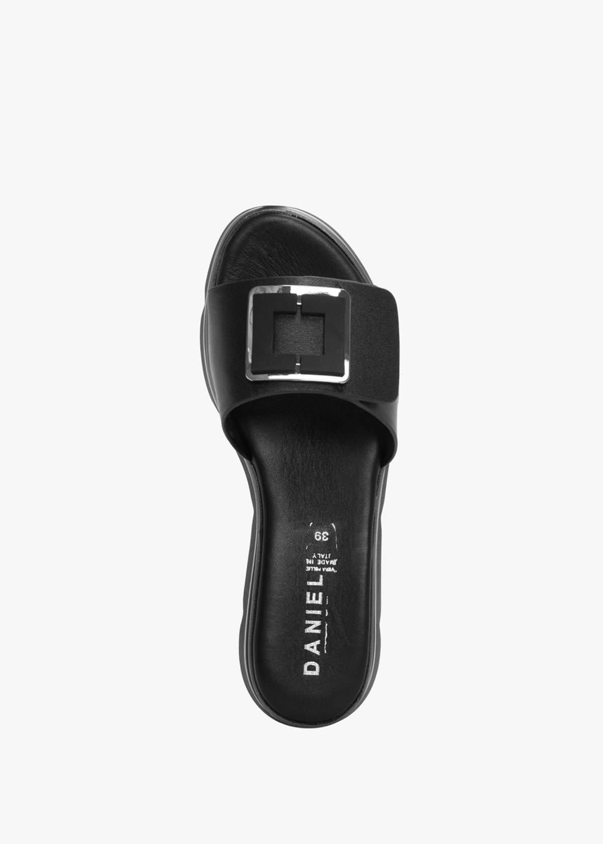 Rebuck Black Leather Buckle Detail Mules