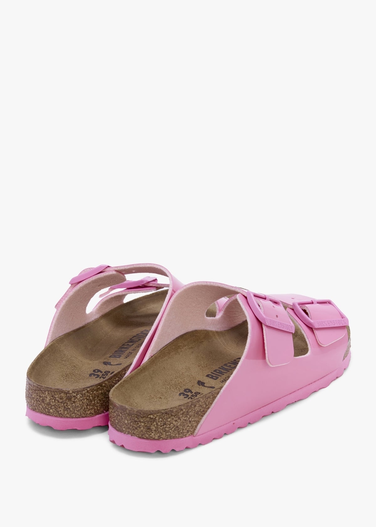Arizona Birko-Flor Patent Candy Pink Two Bar Mules