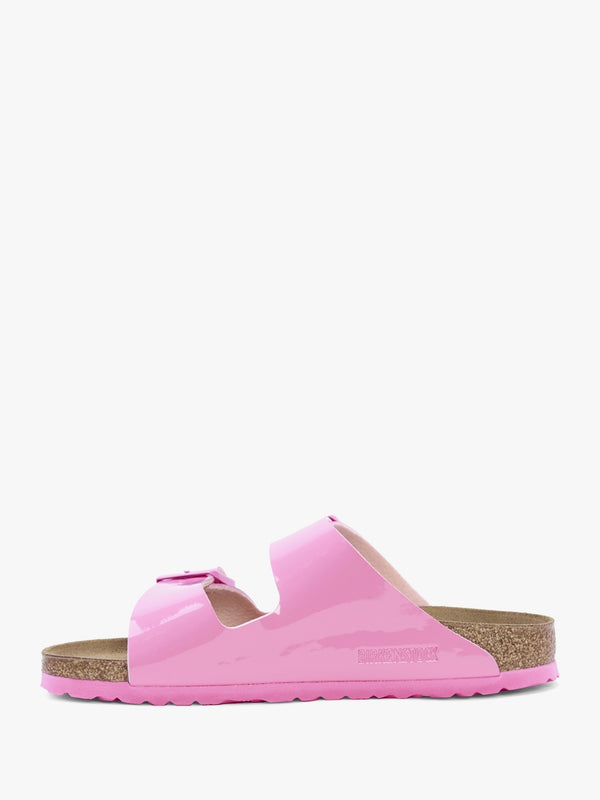 Arizona Birko-Flor Patent Candy Pink Two Bar Mules
