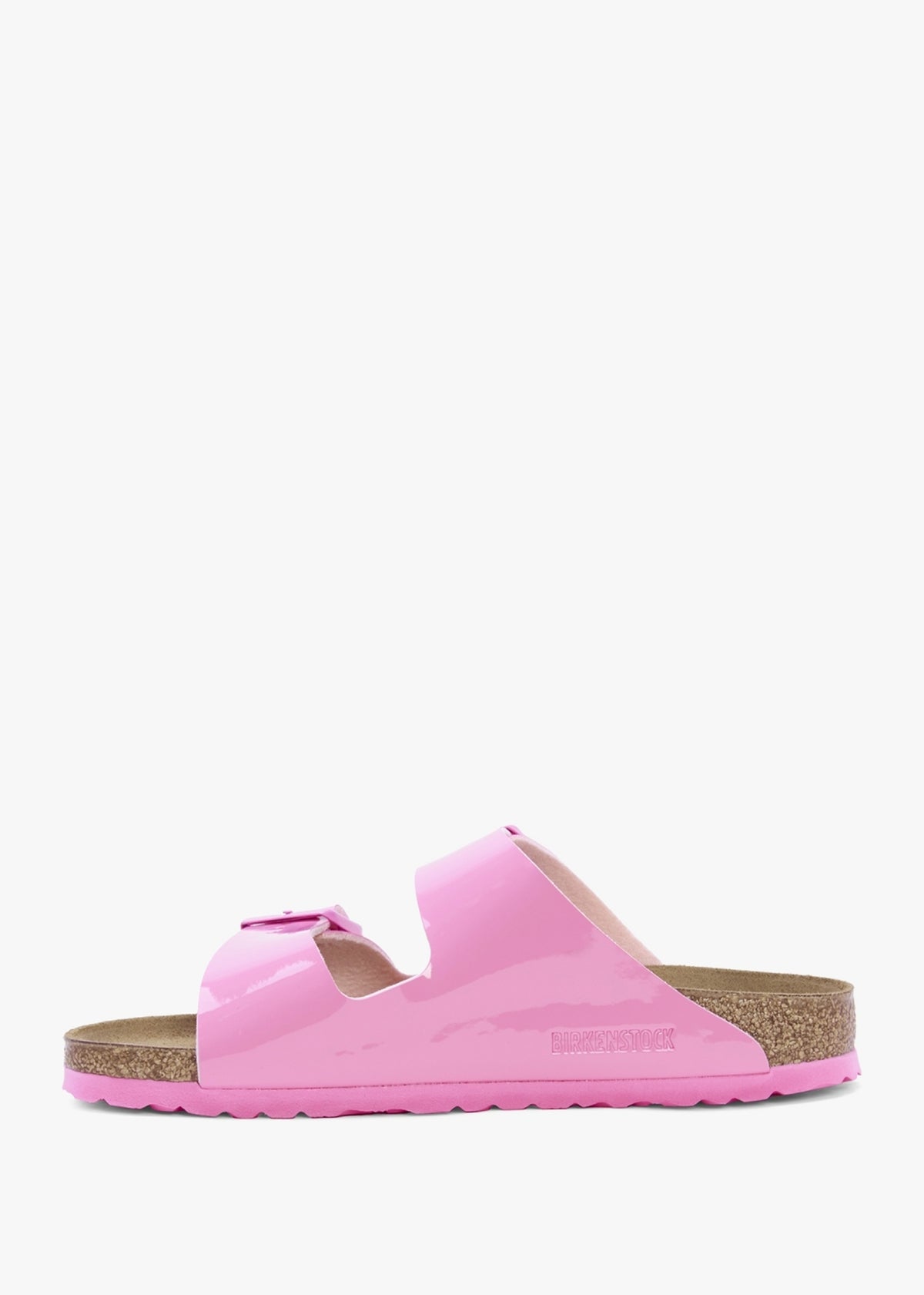 Arizona Birko-Flor Patent Candy Pink Two Bar Mules