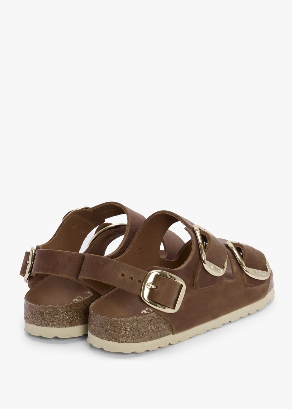 Milano Big Buckle Cognac Natural Oiled Leather Sandals