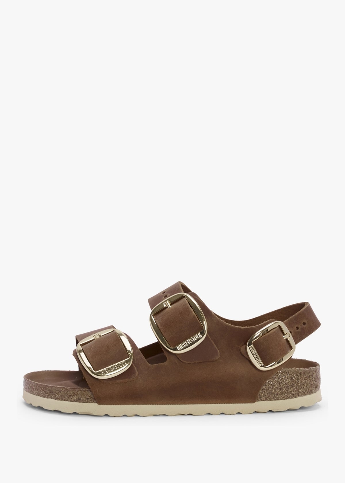 Milano Big Buckle Cognac Natural Oiled Leather Sandals