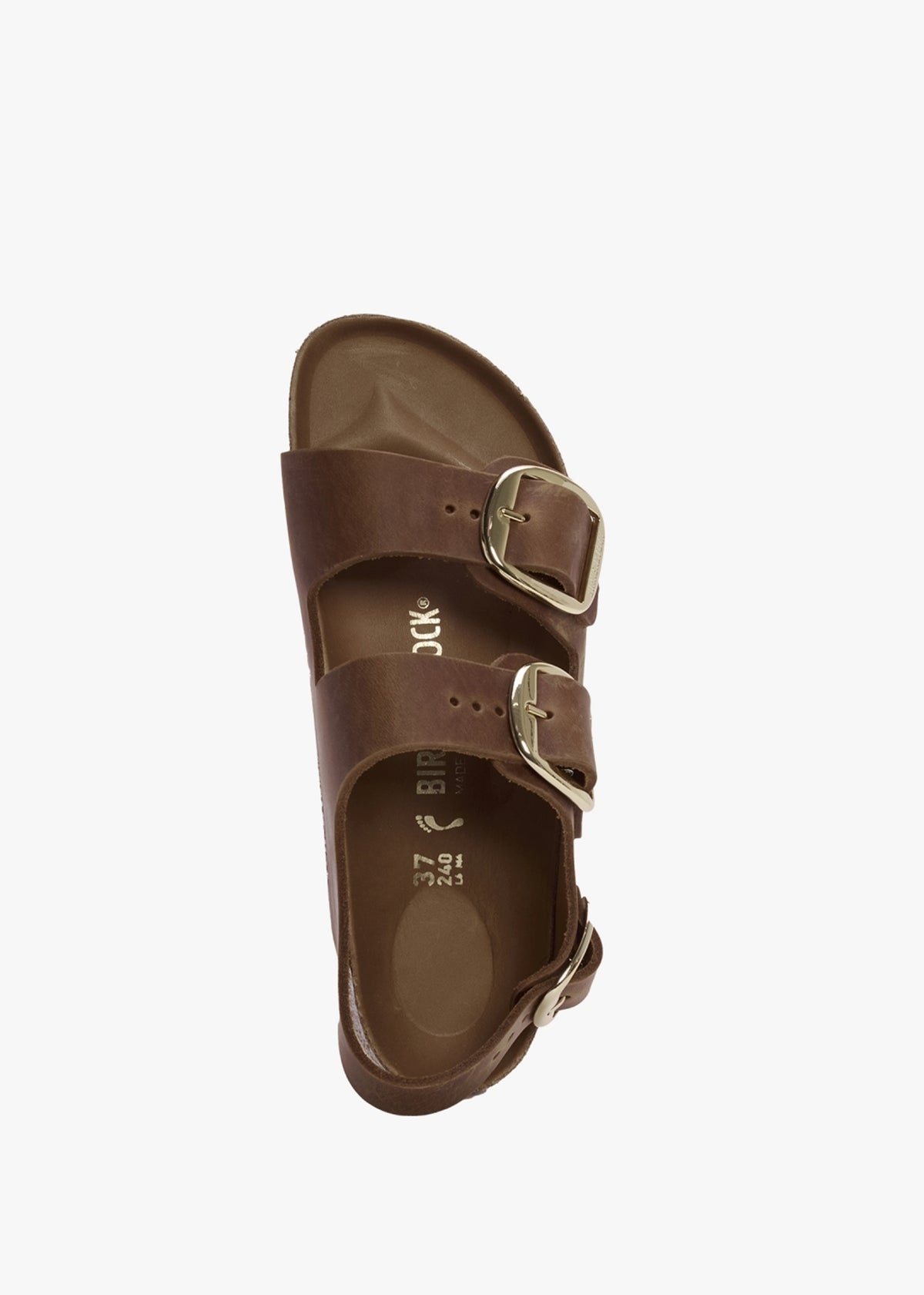 Milano Big Buckle Cognac Natural Oiled Leather Sandals