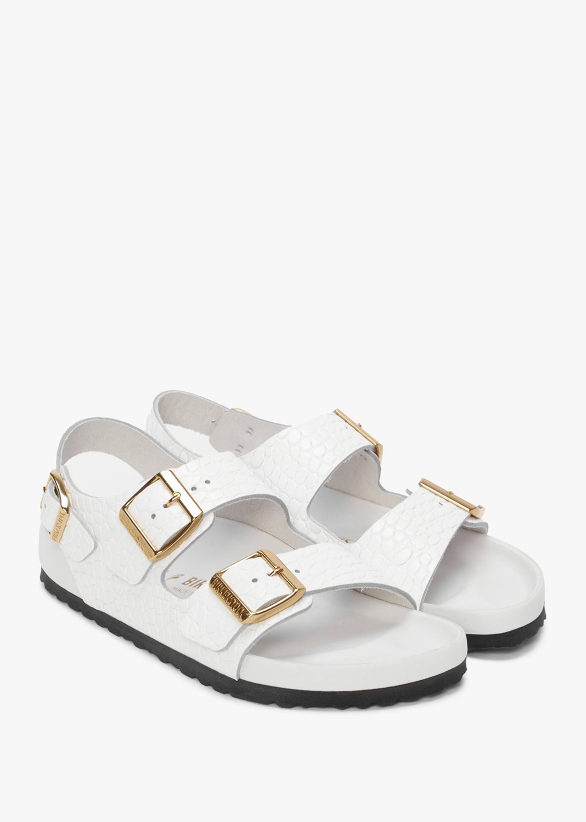 Milano Rivet Logo Emboss White Leather Sandals