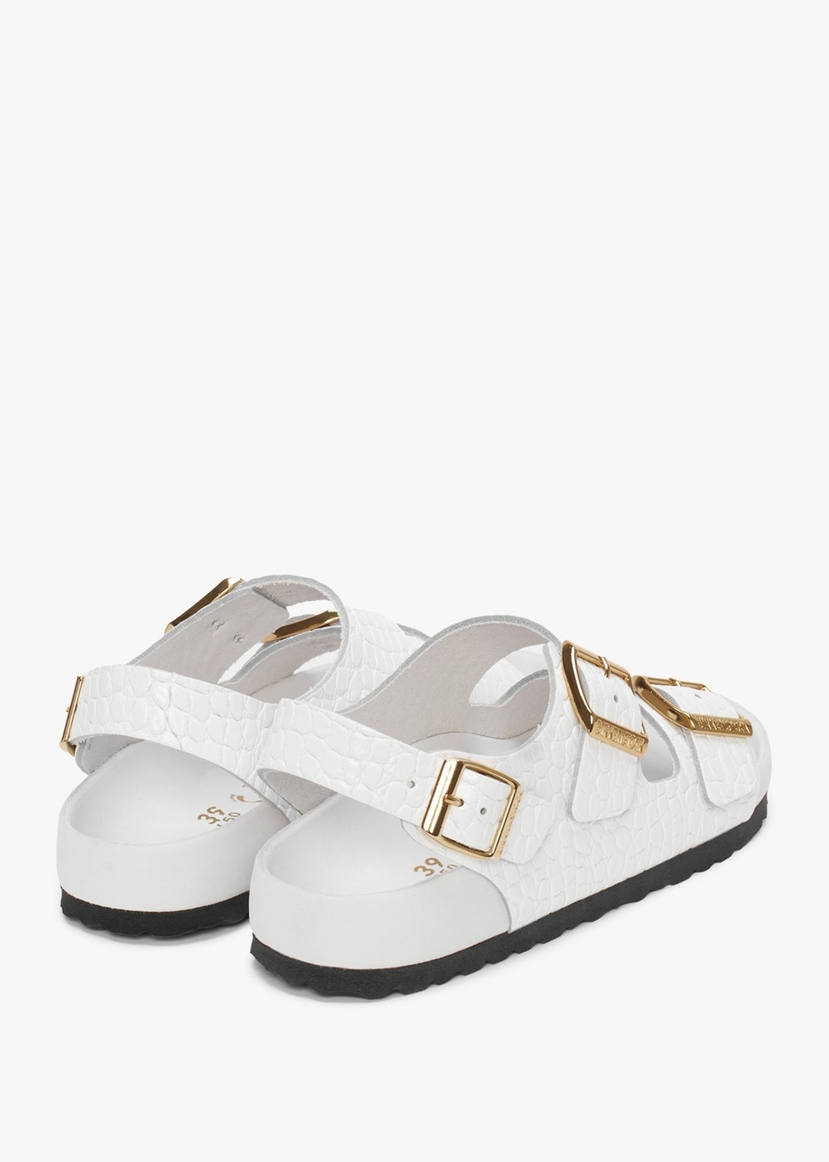 Milano Rivet Logo Emboss White Leather Sandals