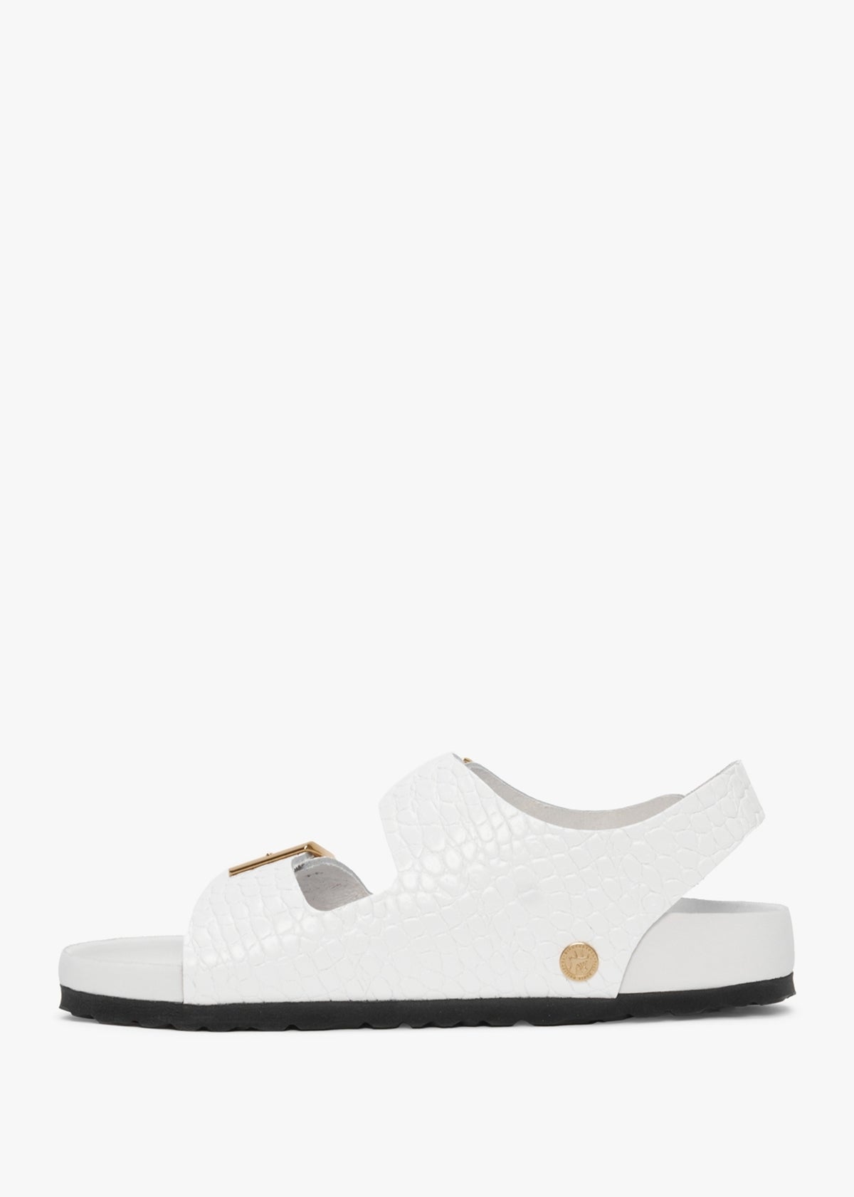 Milano Rivet Logo Emboss White Leather Sandals