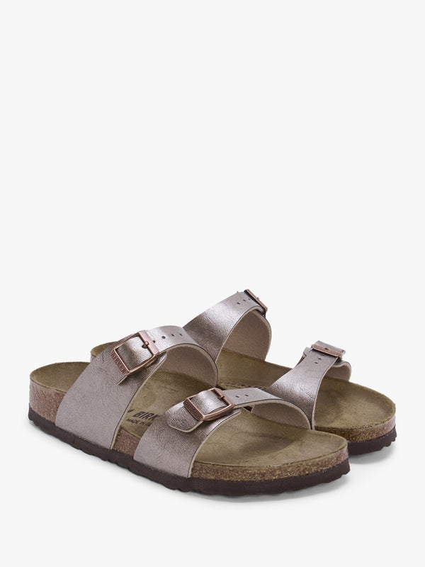 Sydney BS Birko-Flor Graceful Taupe Two Bar Mules