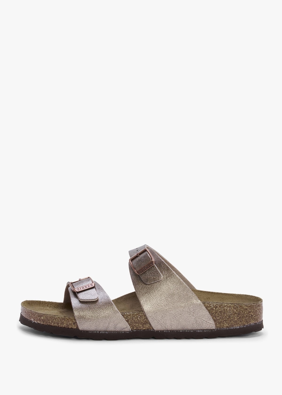 Sydney BS Birko-Flor Graceful Taupe Two Bar Mules