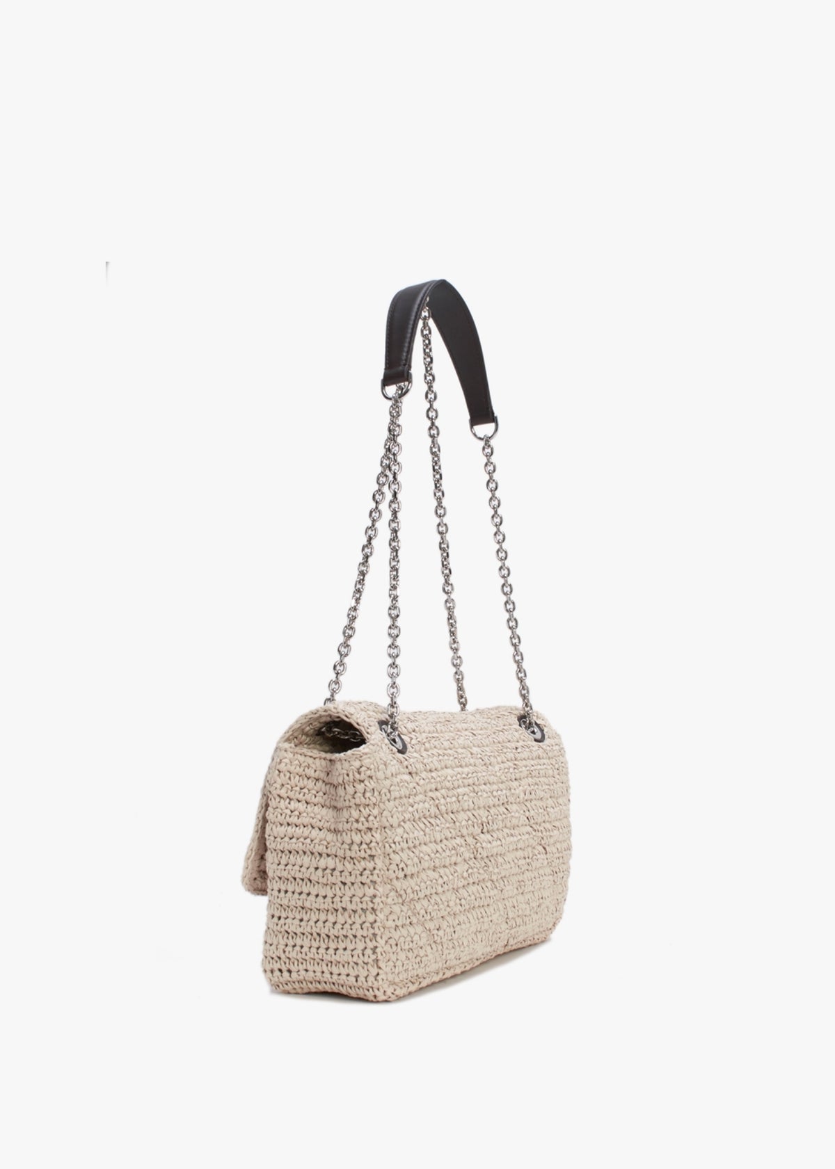 Noelle Natural Dark Brown Woven Cross-Body Bag