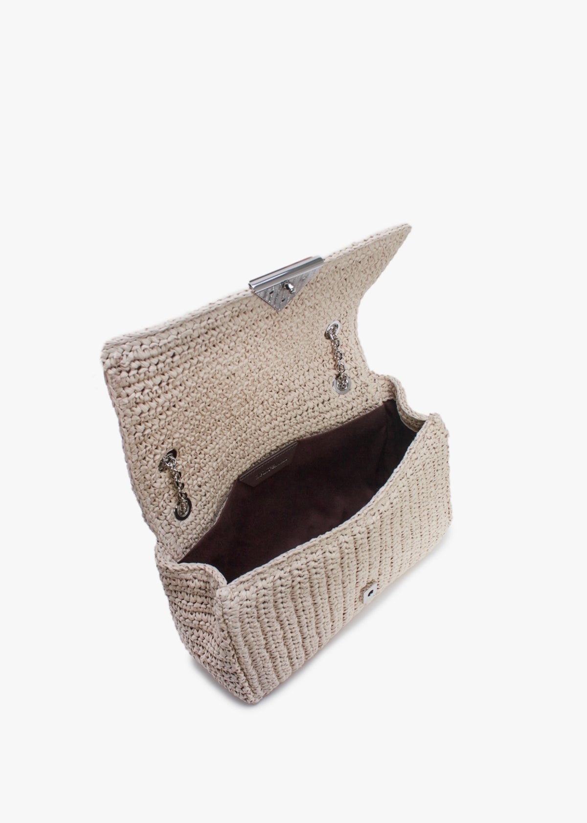Noelle Natural Dark Brown Woven Cross-Body Bag