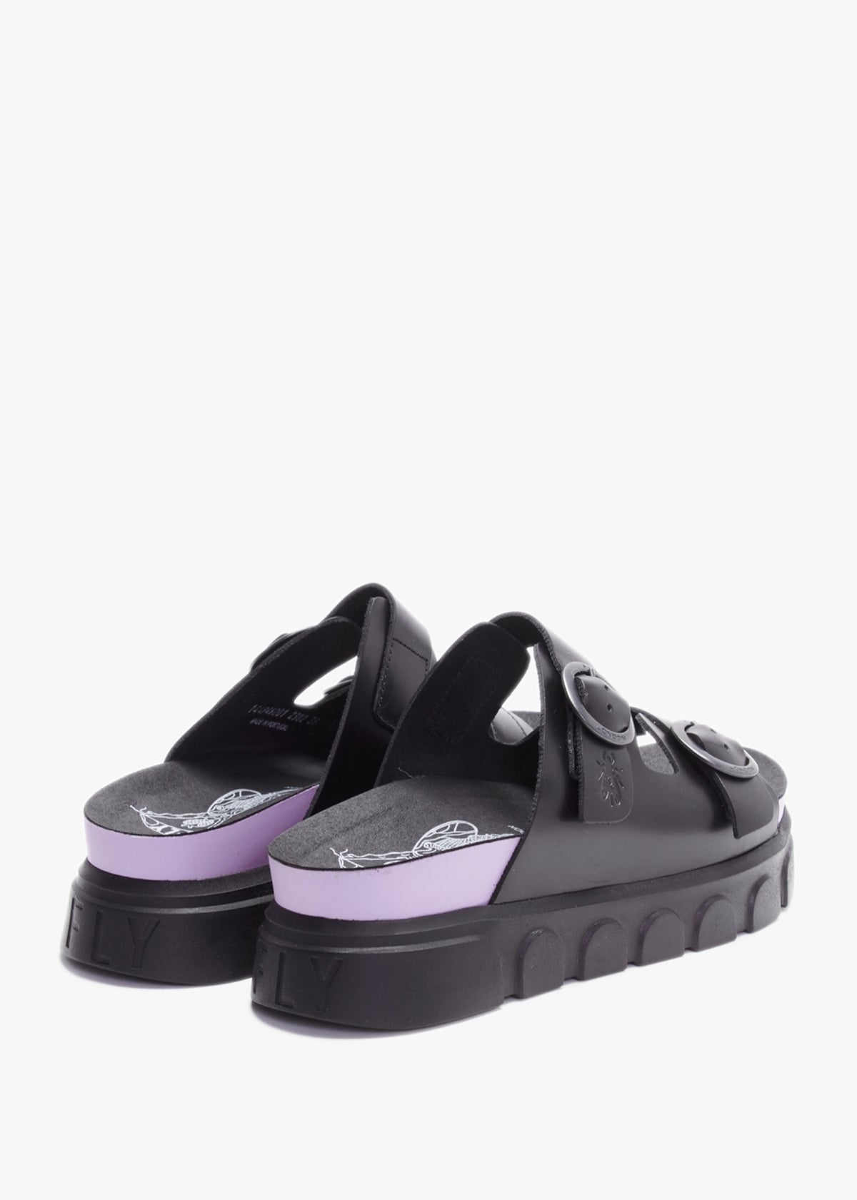 Cide Black Violet Leather Two Bar Slab Mules
