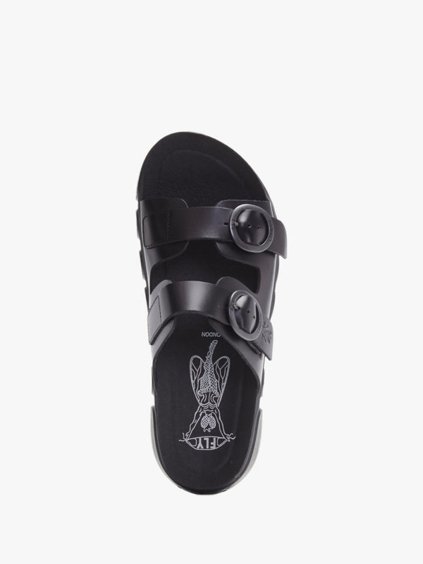 Cide Black Violet Leather Two Bar Slab Mules
