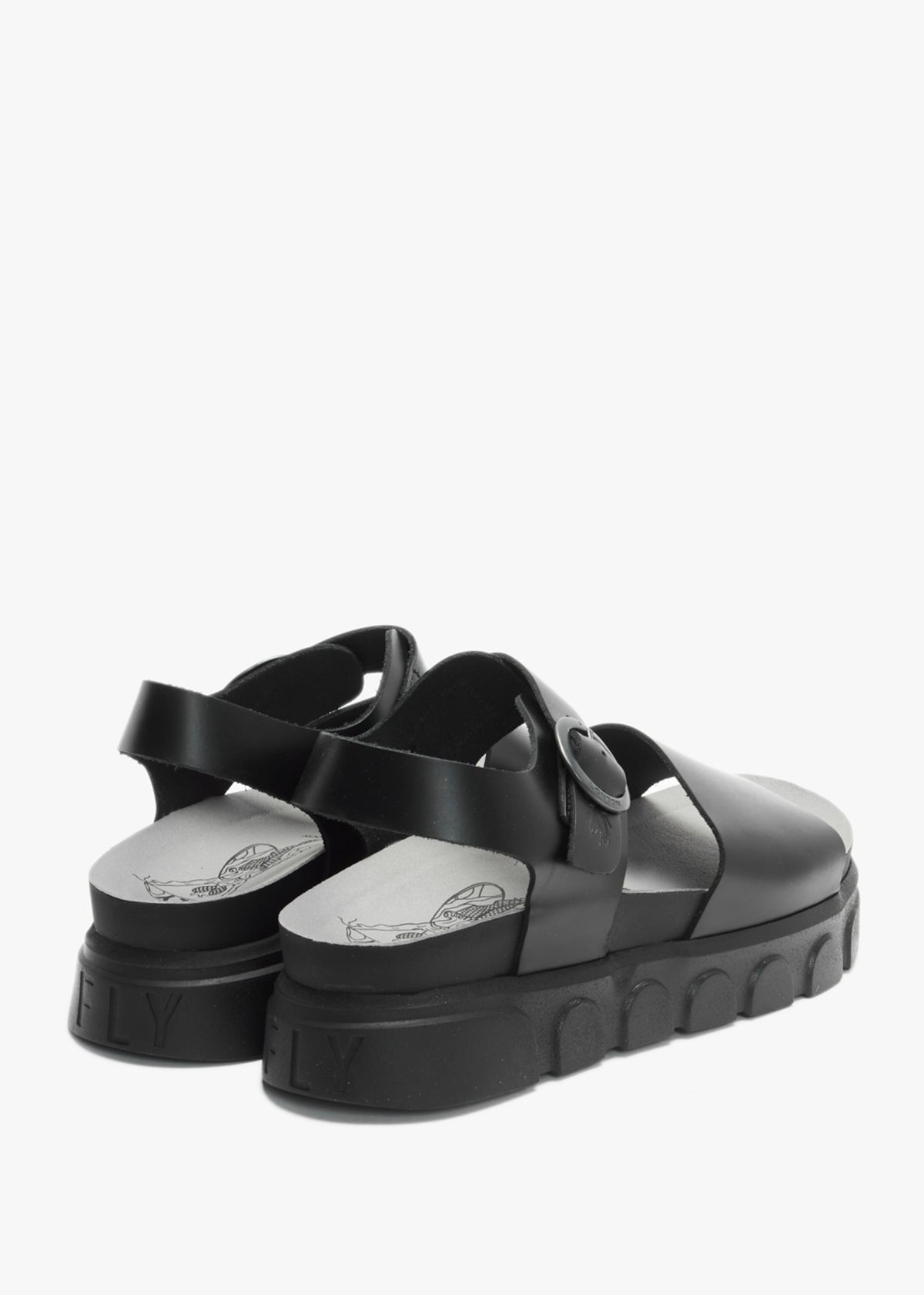 Cree Black Leather Slab Sandals