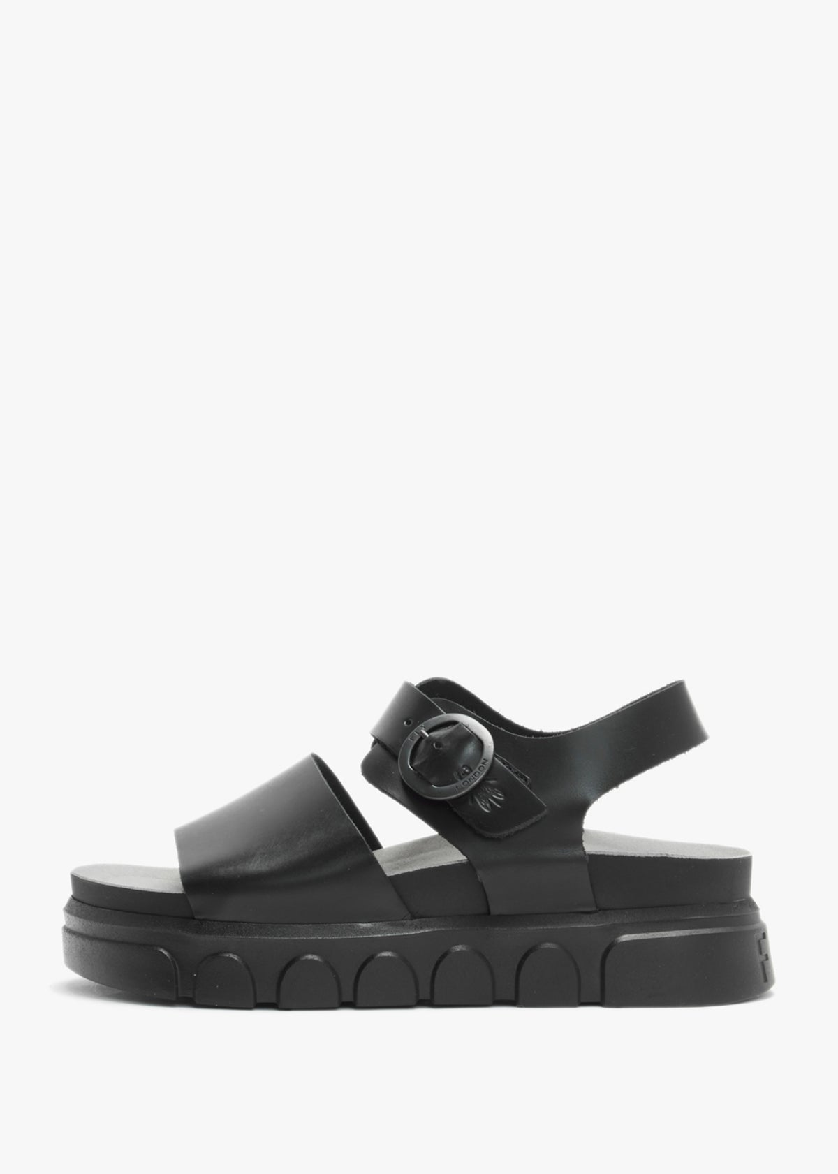 Cree Black Leather Slab Sandals