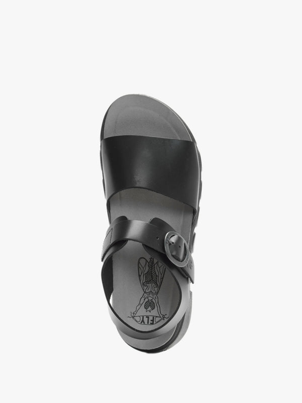 Cree Black Leather Slab Sandals