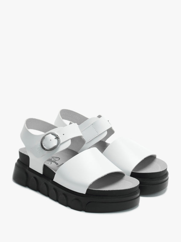 Cree Off White Leather Slab Sandals