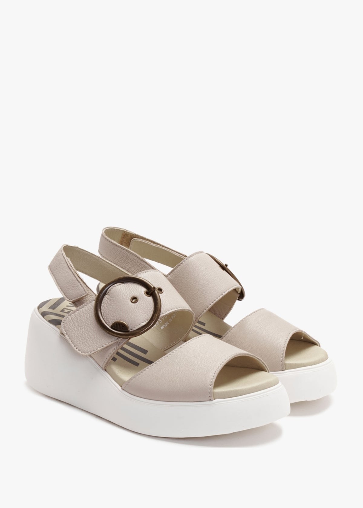 Digo Cloud Leather Big Buckle Wedge Sandals