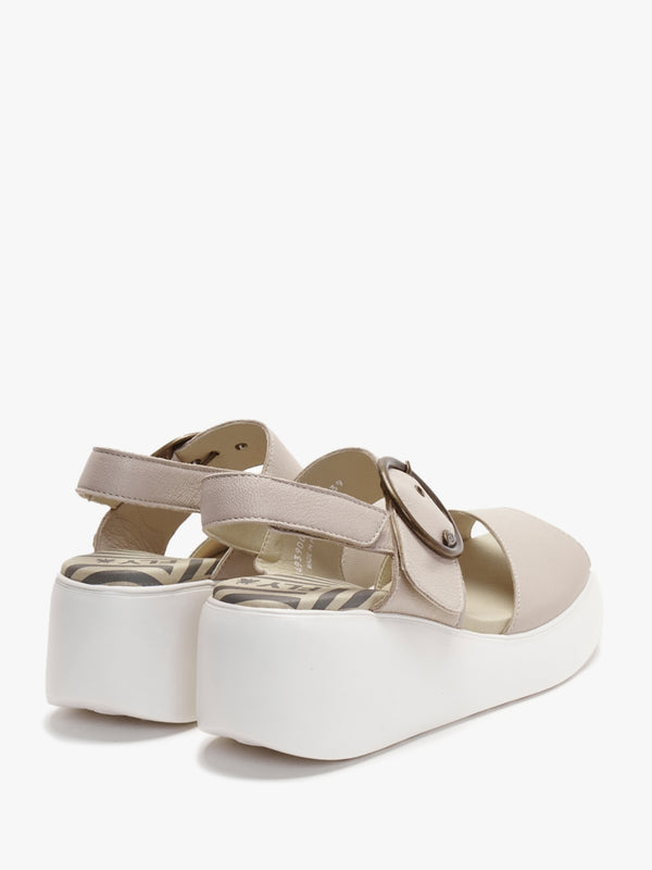 Digo Cloud Leather Big Buckle Wedge Sandals