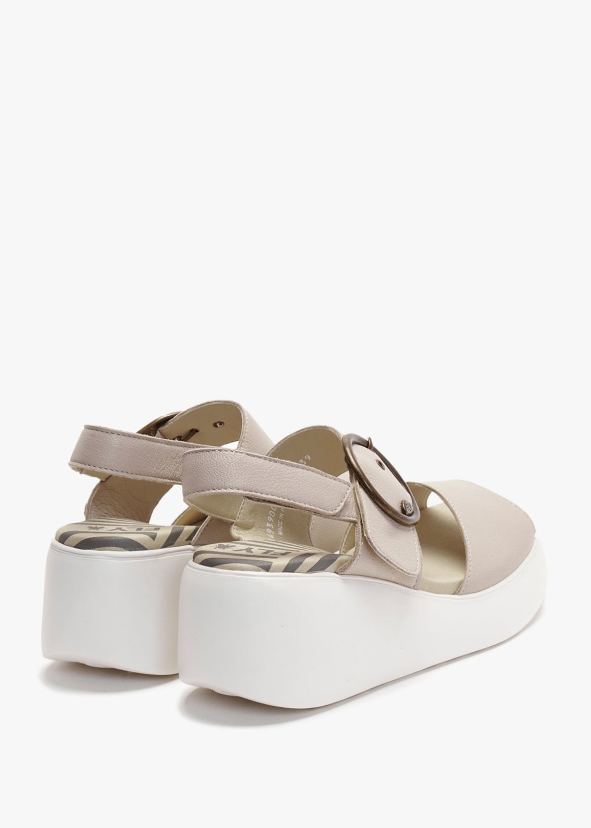 Digo Cloud Leather Big Buckle Wedge Sandals