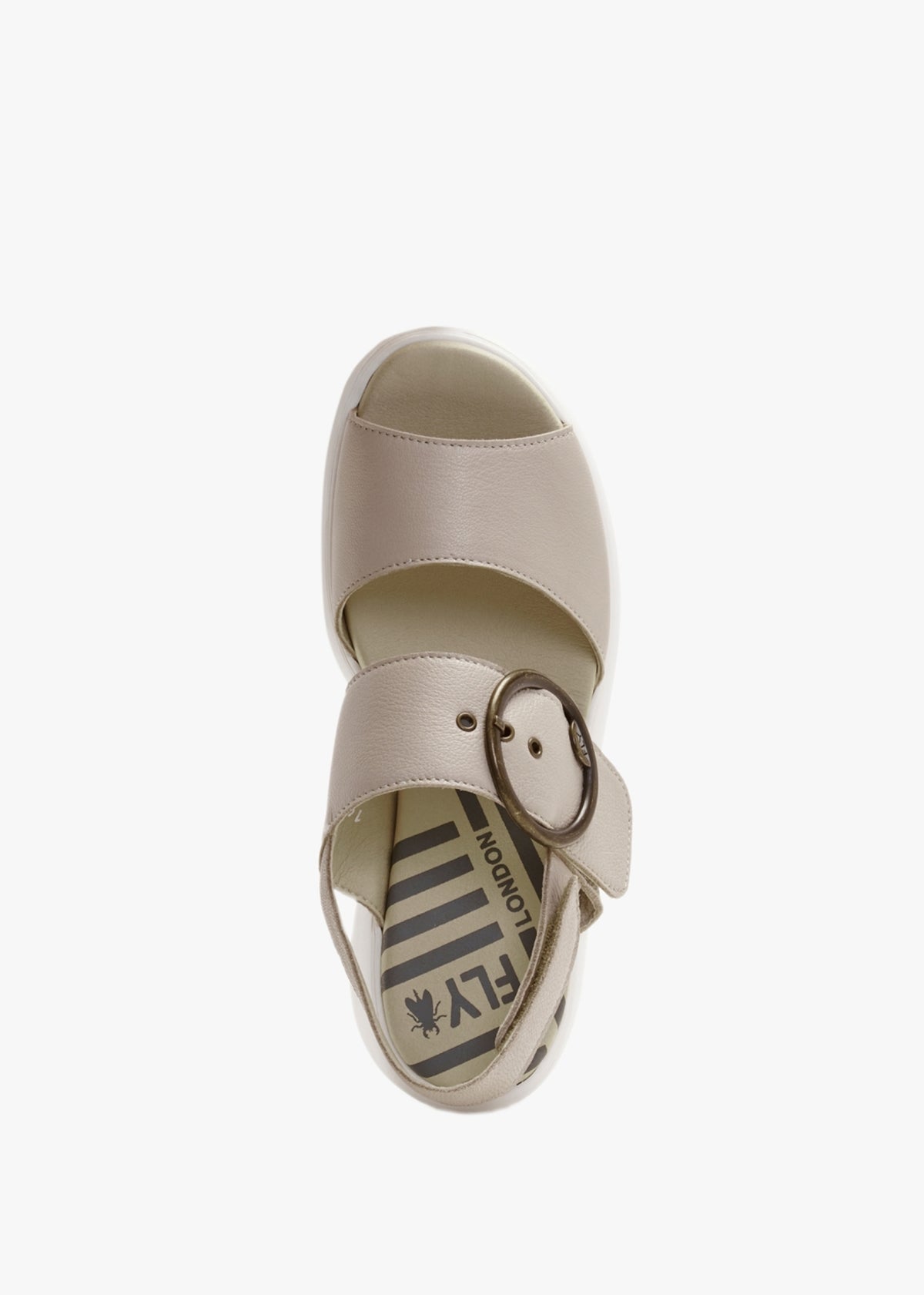 Digo Cloud Leather Big Buckle Wedge Sandals
