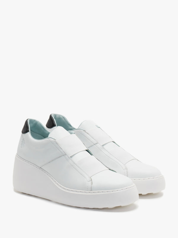 Dito White Leather Wedge Trainers