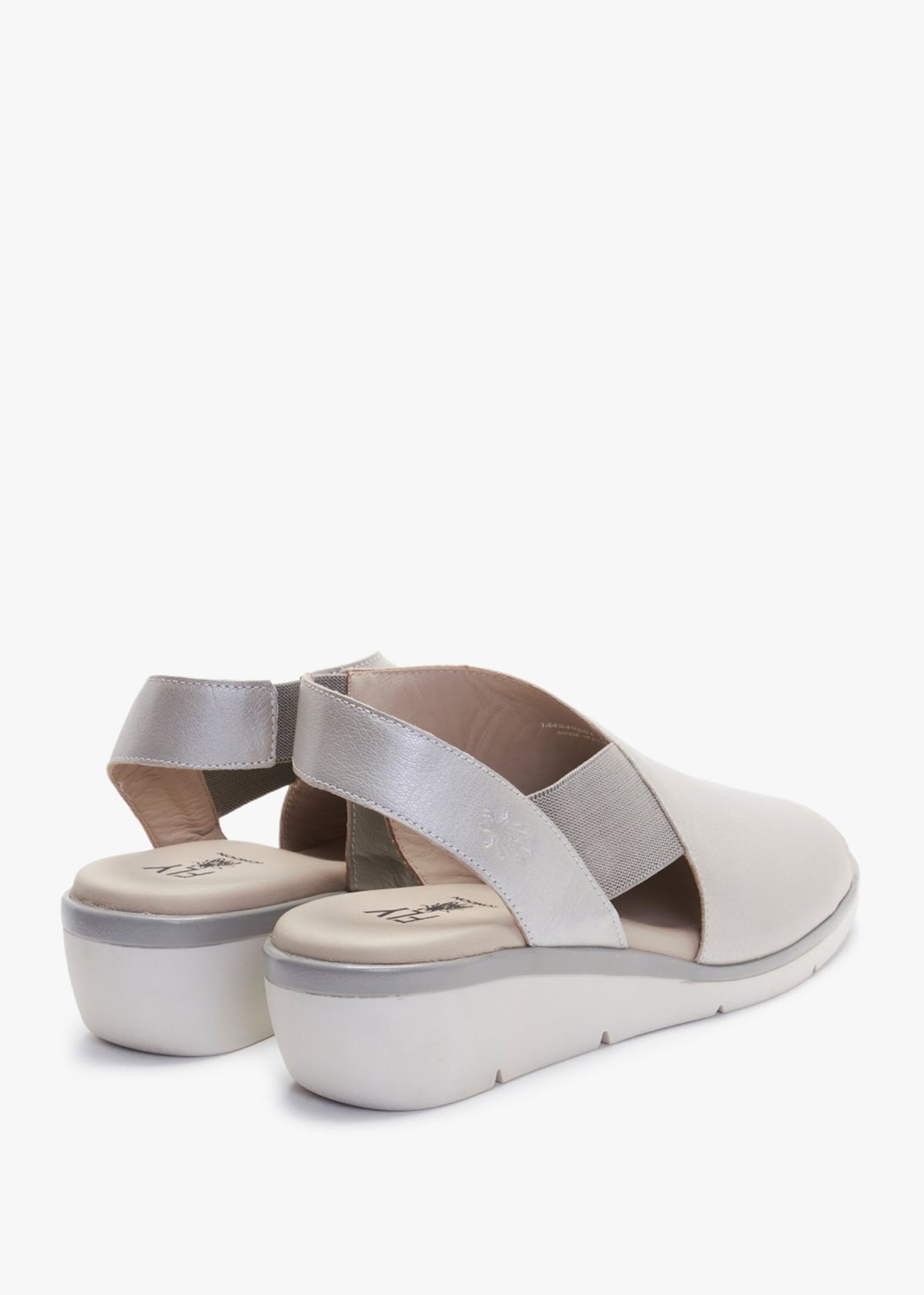 Nily Silver Leather Low Wedge Sandals