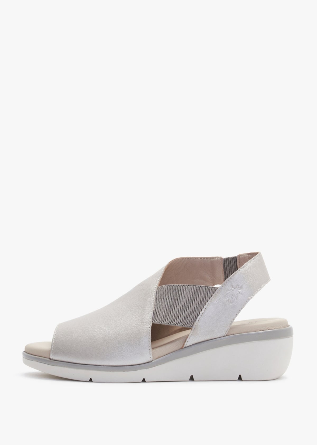 Nily Silver Leather Low Wedge Sandals