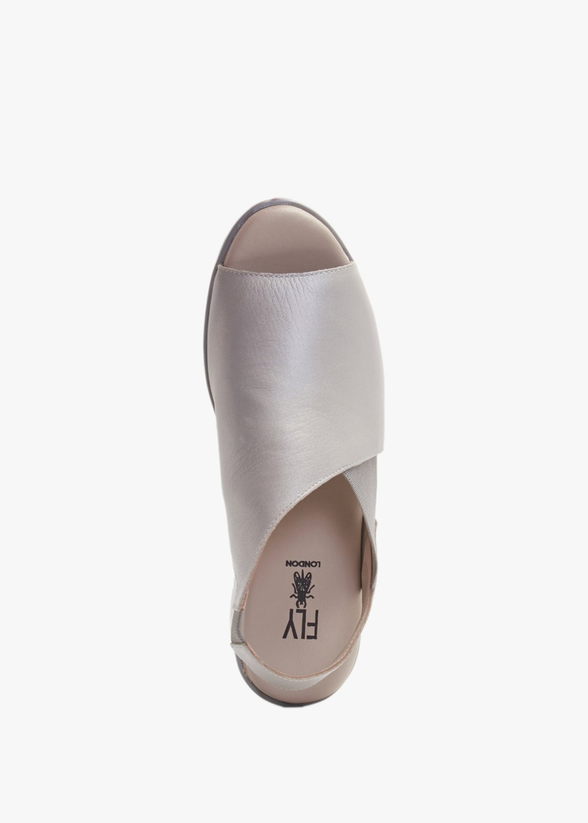 Nily Silver Leather Low Wedge Sandals