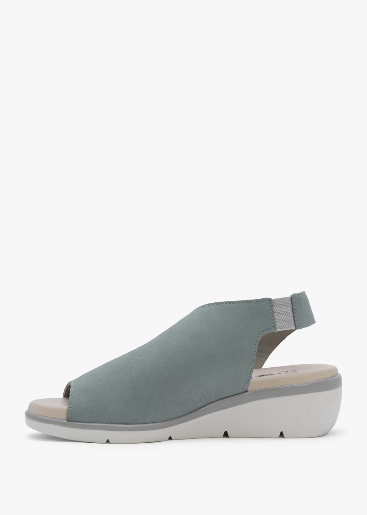 Nily Pale Blue Leather Low Wedge Sandals