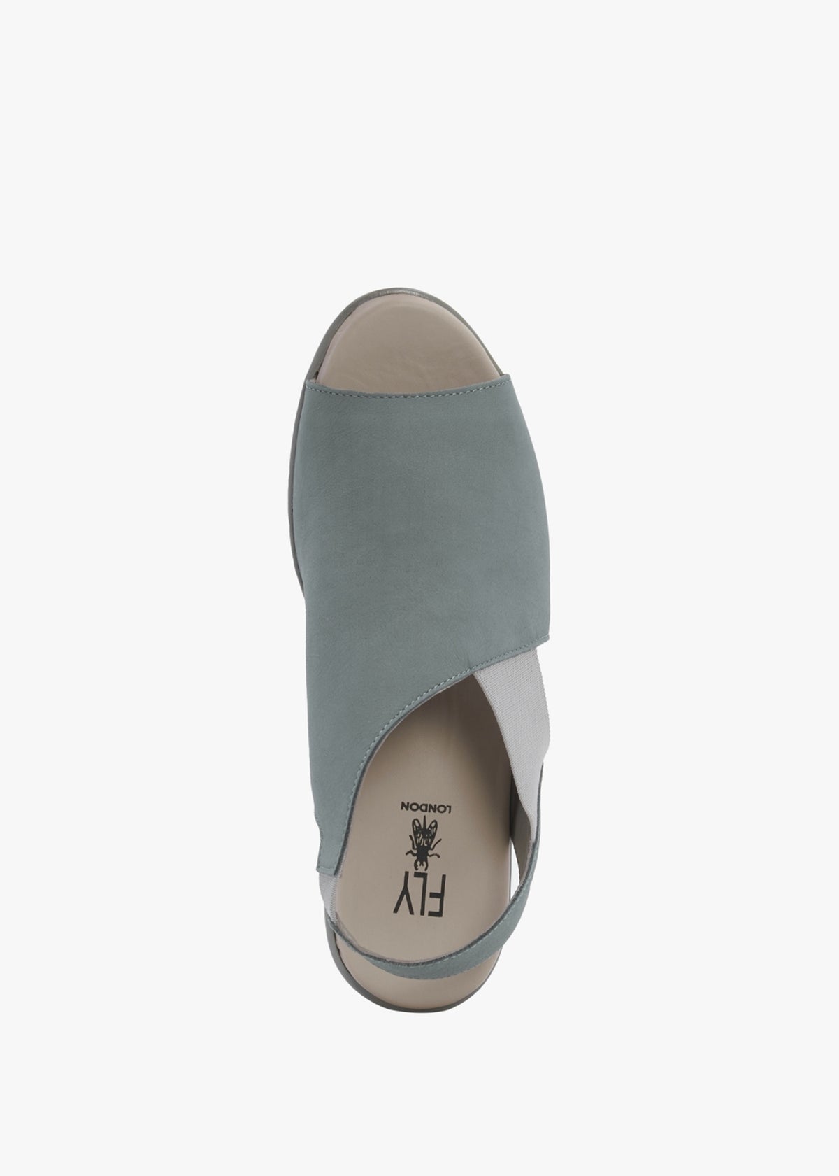 Nily Pale Blue Leather Low Wedge Sandals