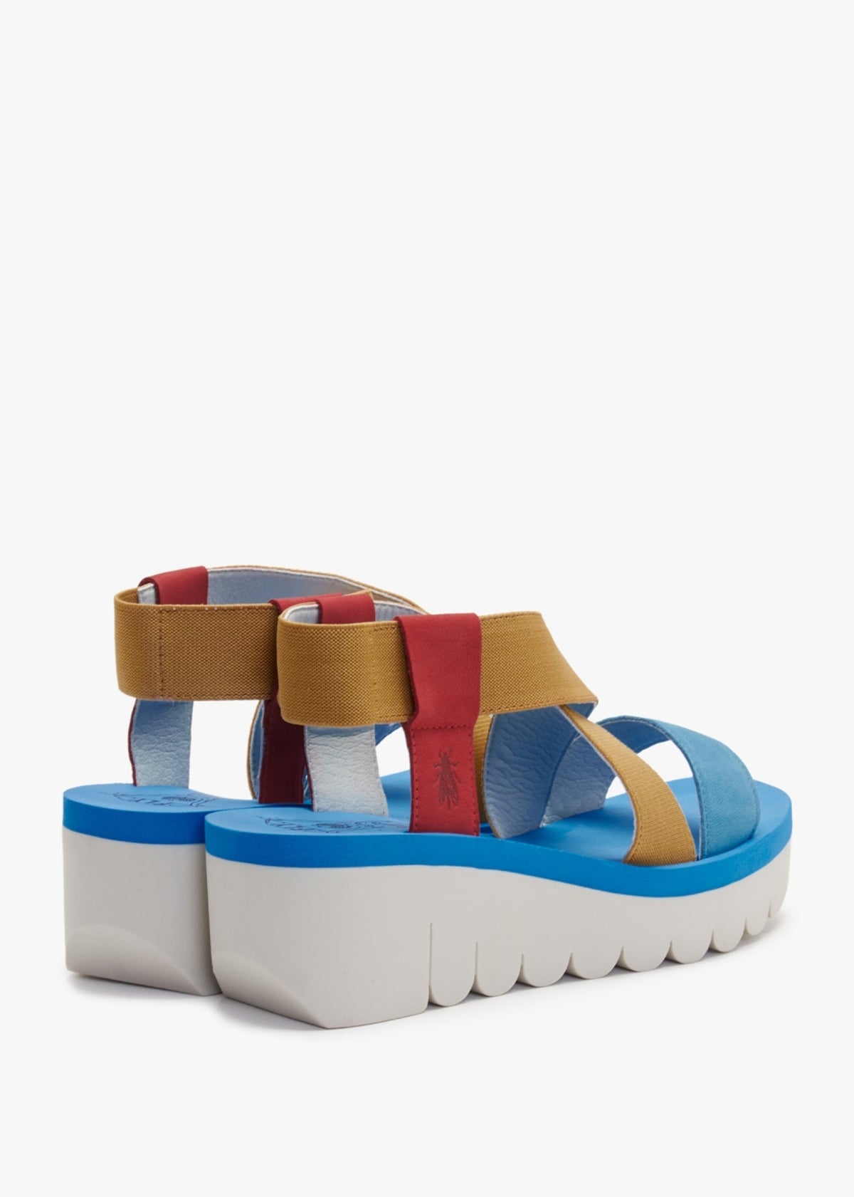Yabi Lipstick Yellow Azure Leather Mid Wedge Sandals