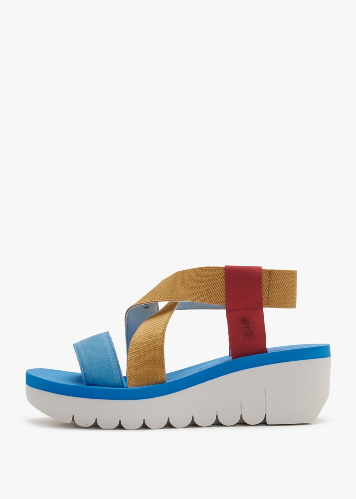 Yabi Lipstick Yellow Azure Leather Mid Wedge Sandals