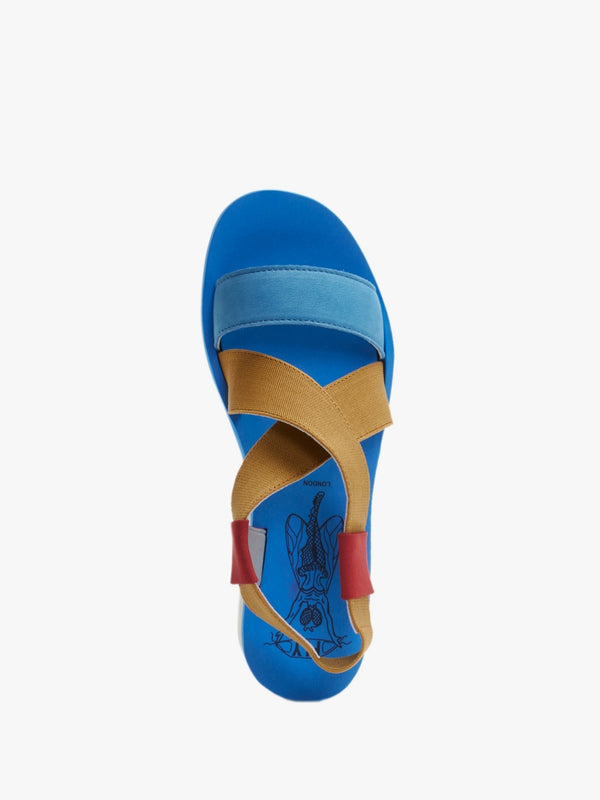 Yabi Lipstick Yellow Azure Leather Mid Wedge Sandals