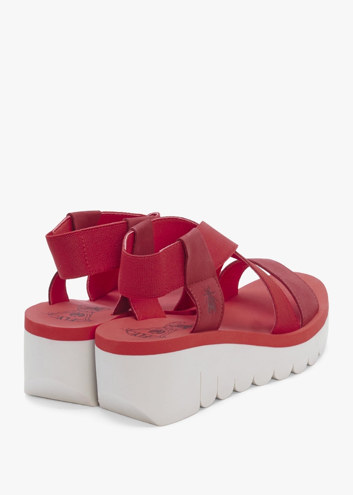 Yabi Lipstick Red Leather Mid Wedge Sandals