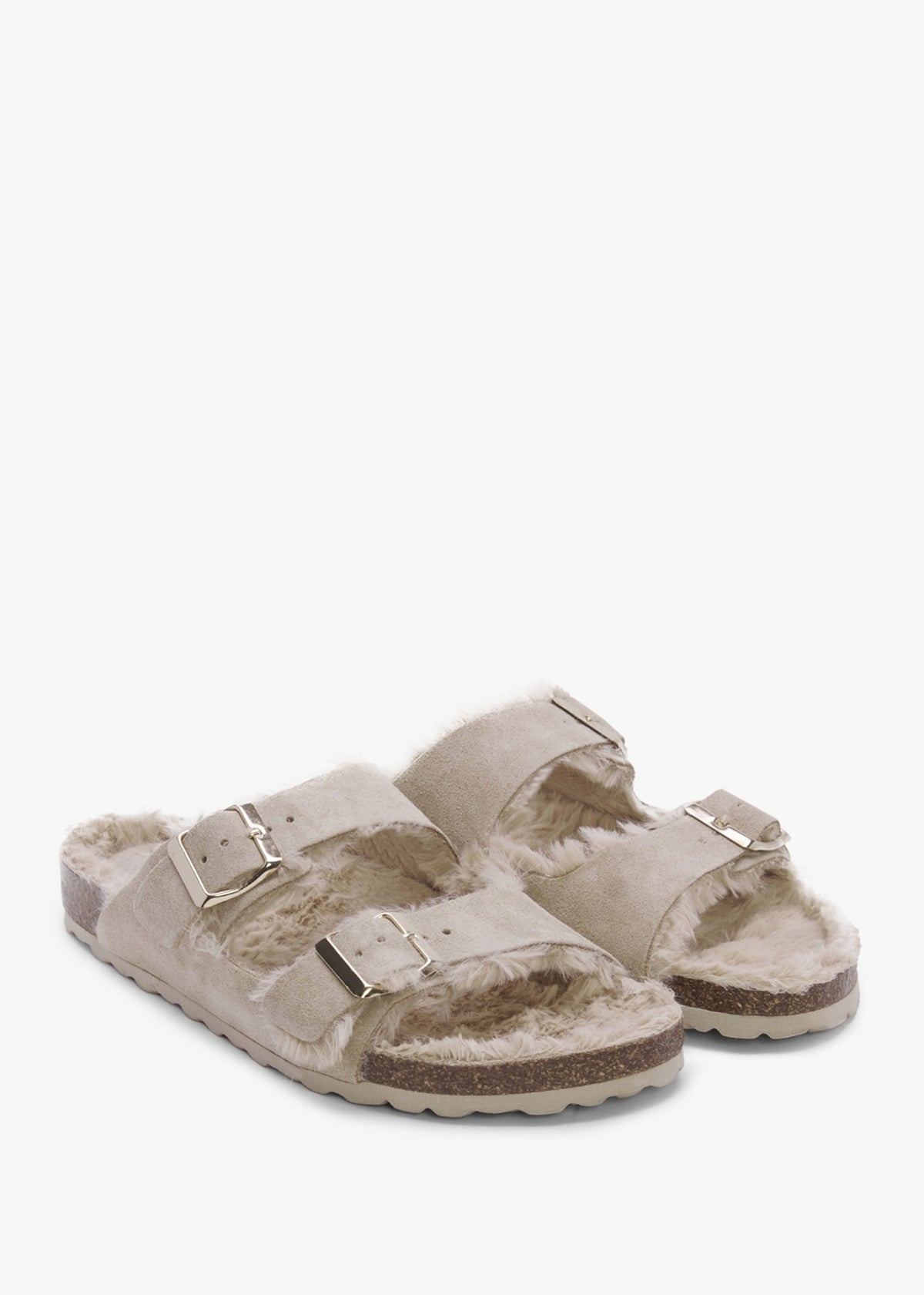 Imule Shearl Beige Suede Two Bar Mules