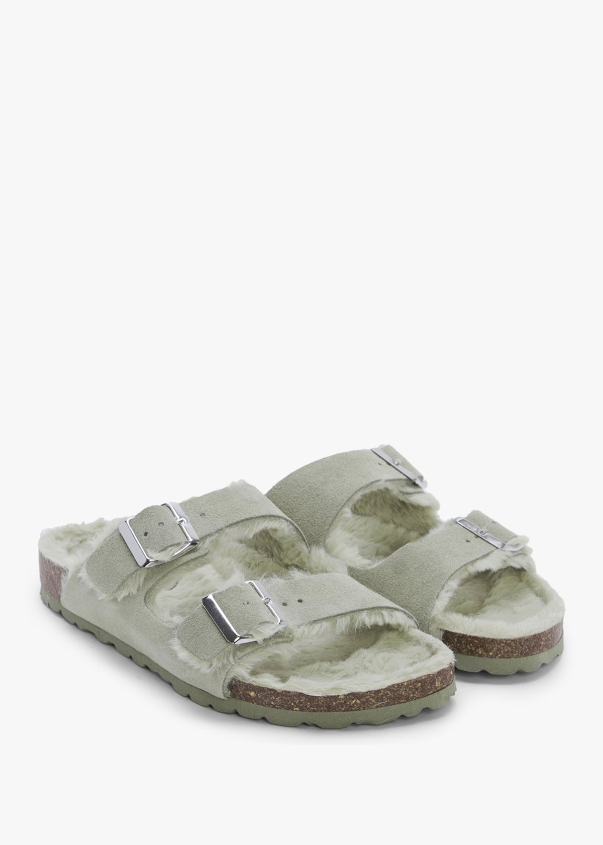 Imule Shearl Green Suede Two Bar Mules