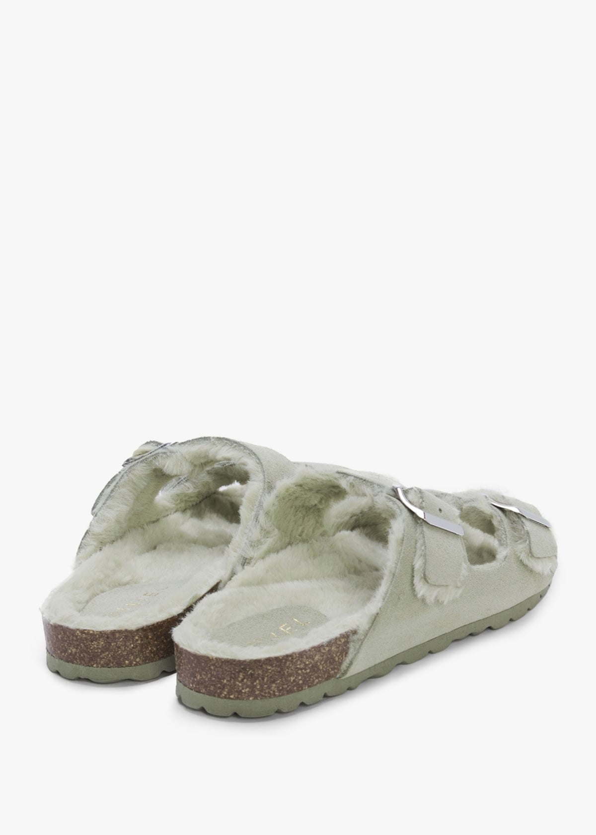 Imule Shearl Green Suede Two Bar Mules