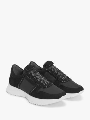 Pull Diamante Black Suede Trainers
