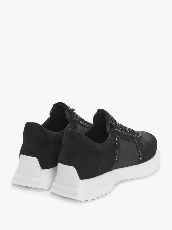 Pull Diamante Black Suede Trainers