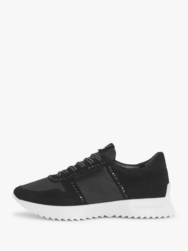 Pull Diamante Black Suede Trainers