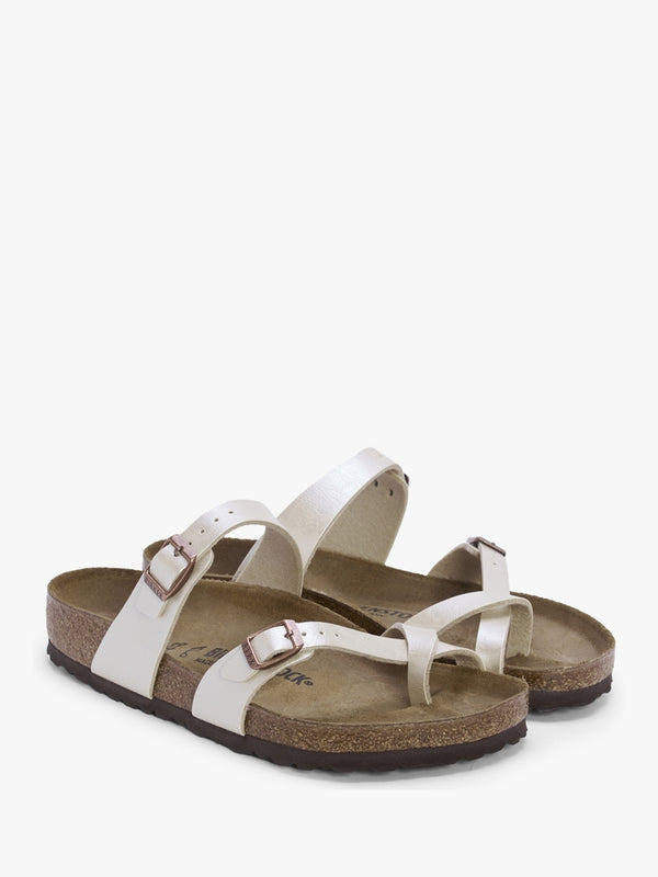 Mayari Birko-Flor Graceful Pearl White Toe Loop Sandals