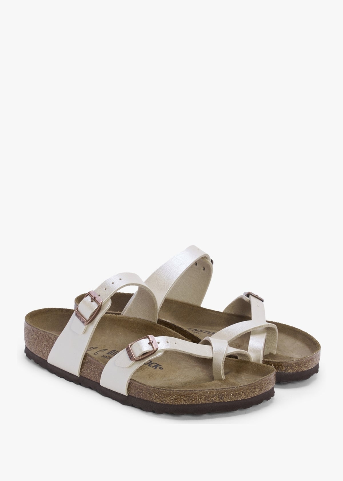 Mayari Birko-Flor Graceful Pearl White Toe Loop Sandals