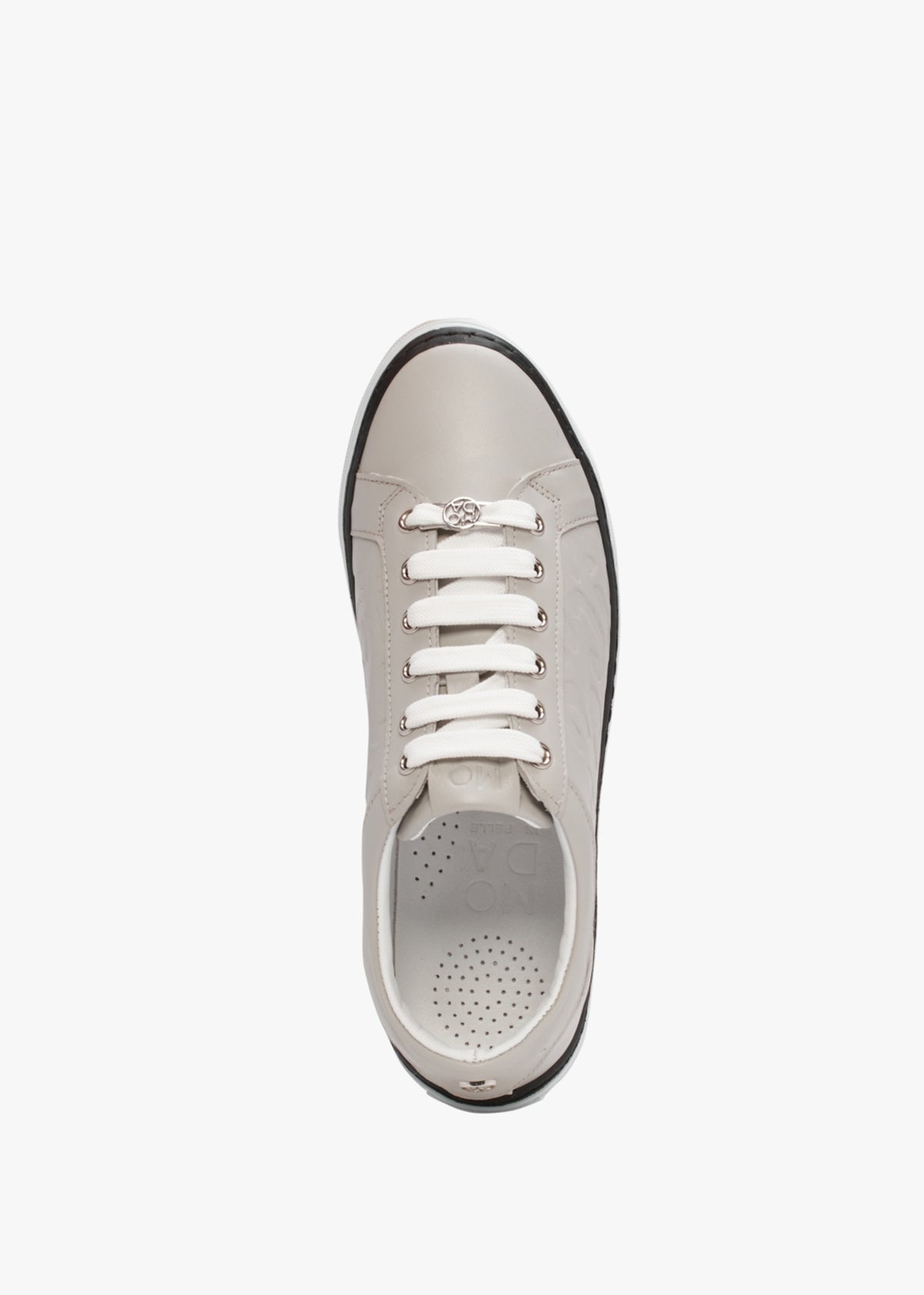 Arelie Light Grey Leather Embossed Leopard Print Trainers