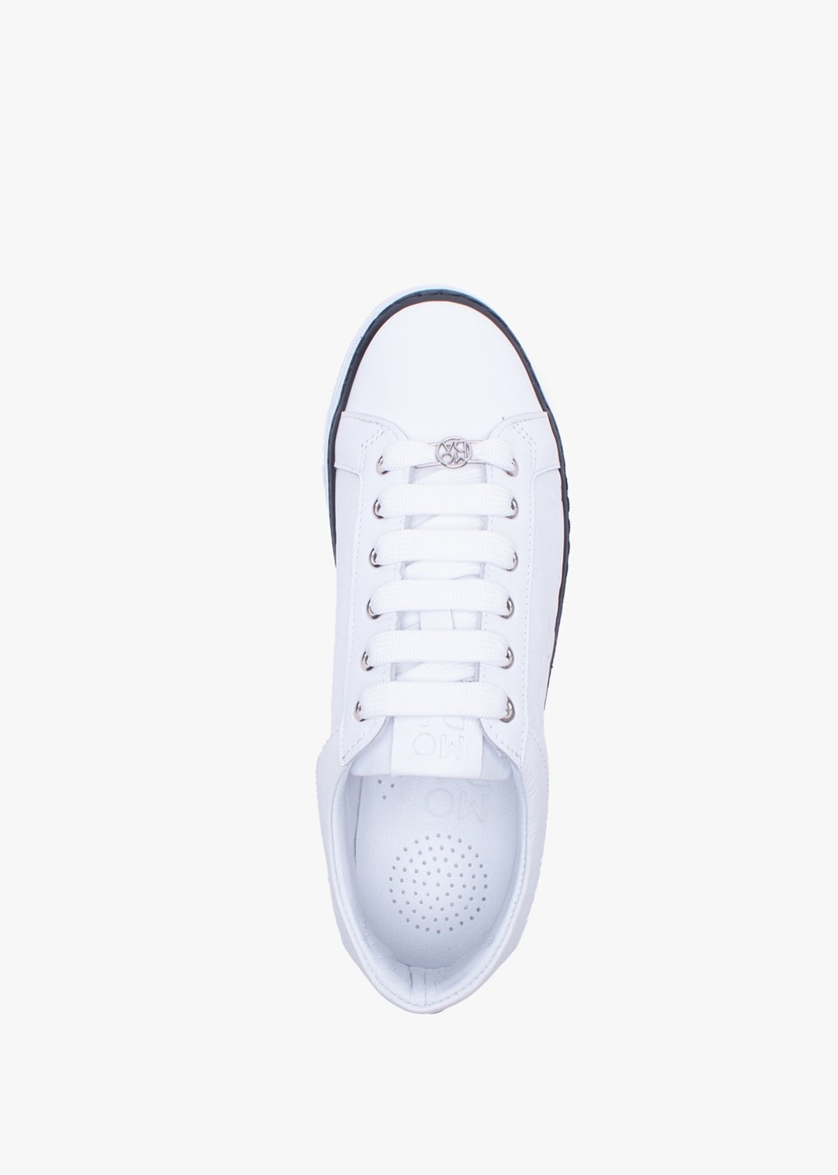 Arelie White Leather Embossed Leopard Print Trainers