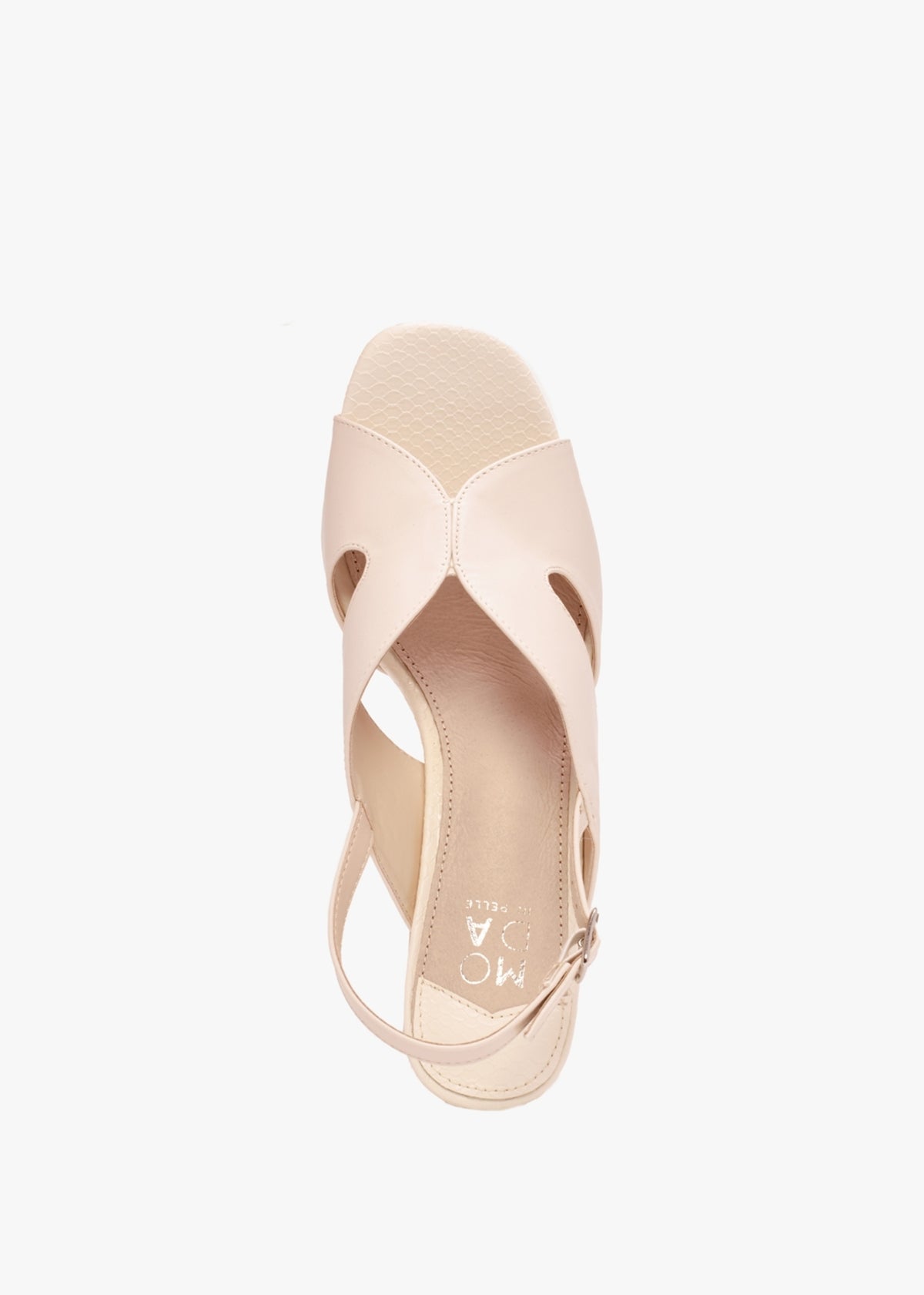 Lusiya Off White V Front Block Heel Sandals