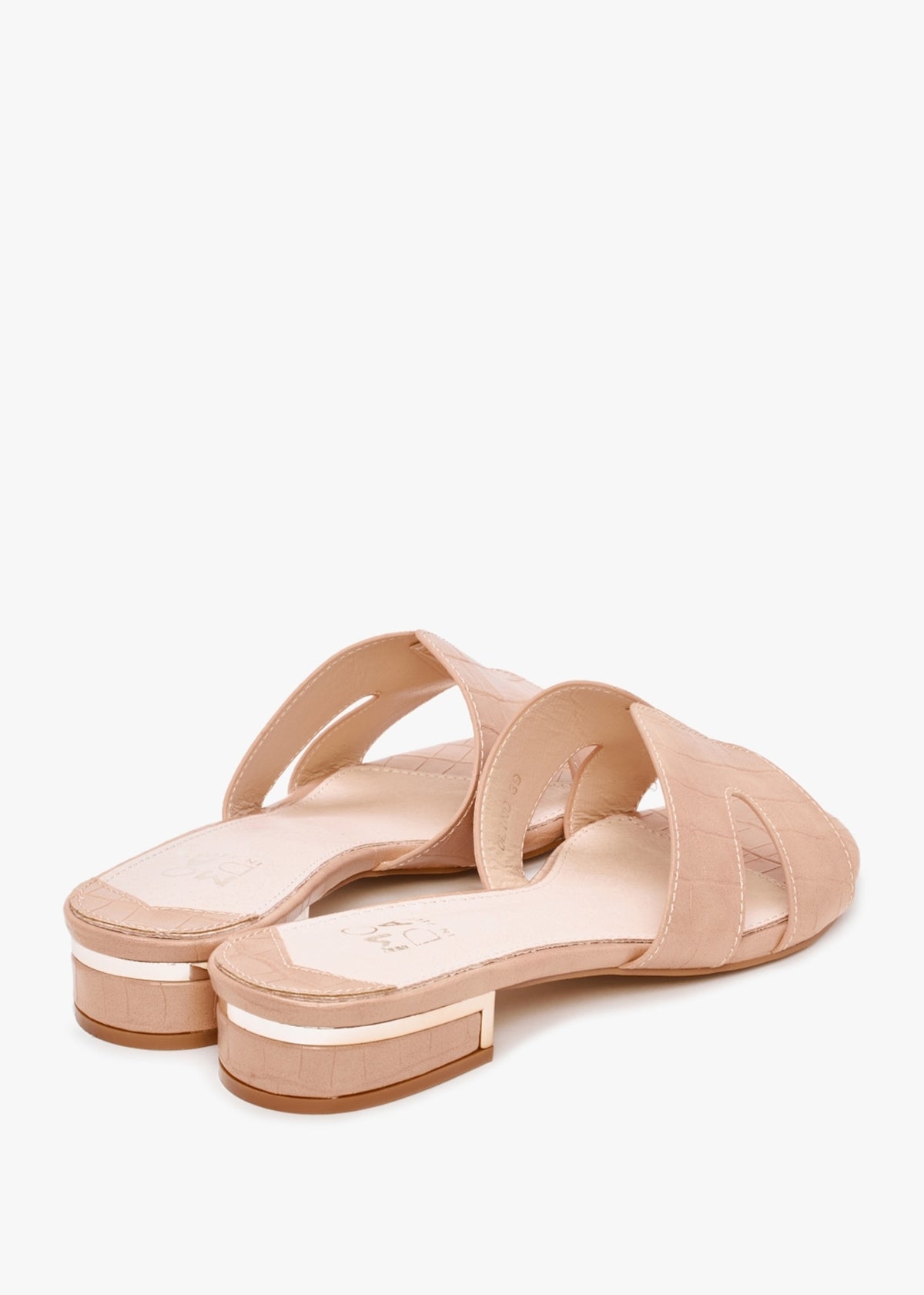 Olino Nude Moc Croc Flat Mules